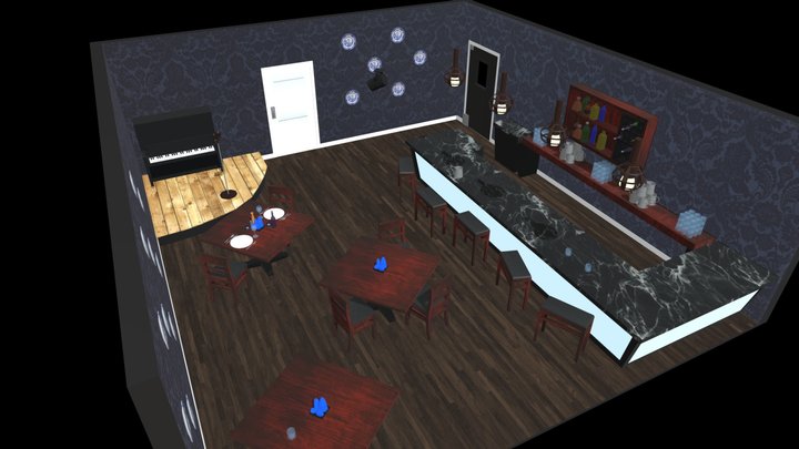 Honermann Blue Dust Tavern Dining Diorama 3D Model