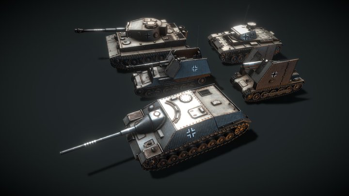 WW2 Low Poly German Tanks #1 Updated 3D Model