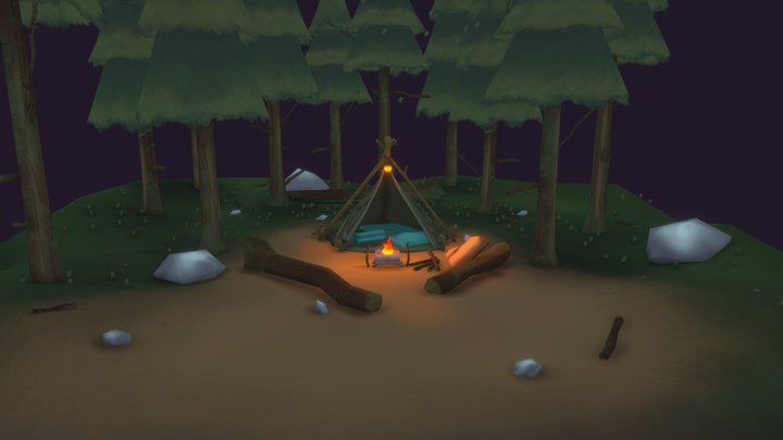camping buscraft ambience 3D Model