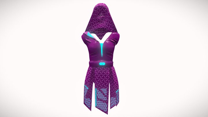 Cyberpunk Girl Hacker Suit - Purple ハッカースーツ 3D Model