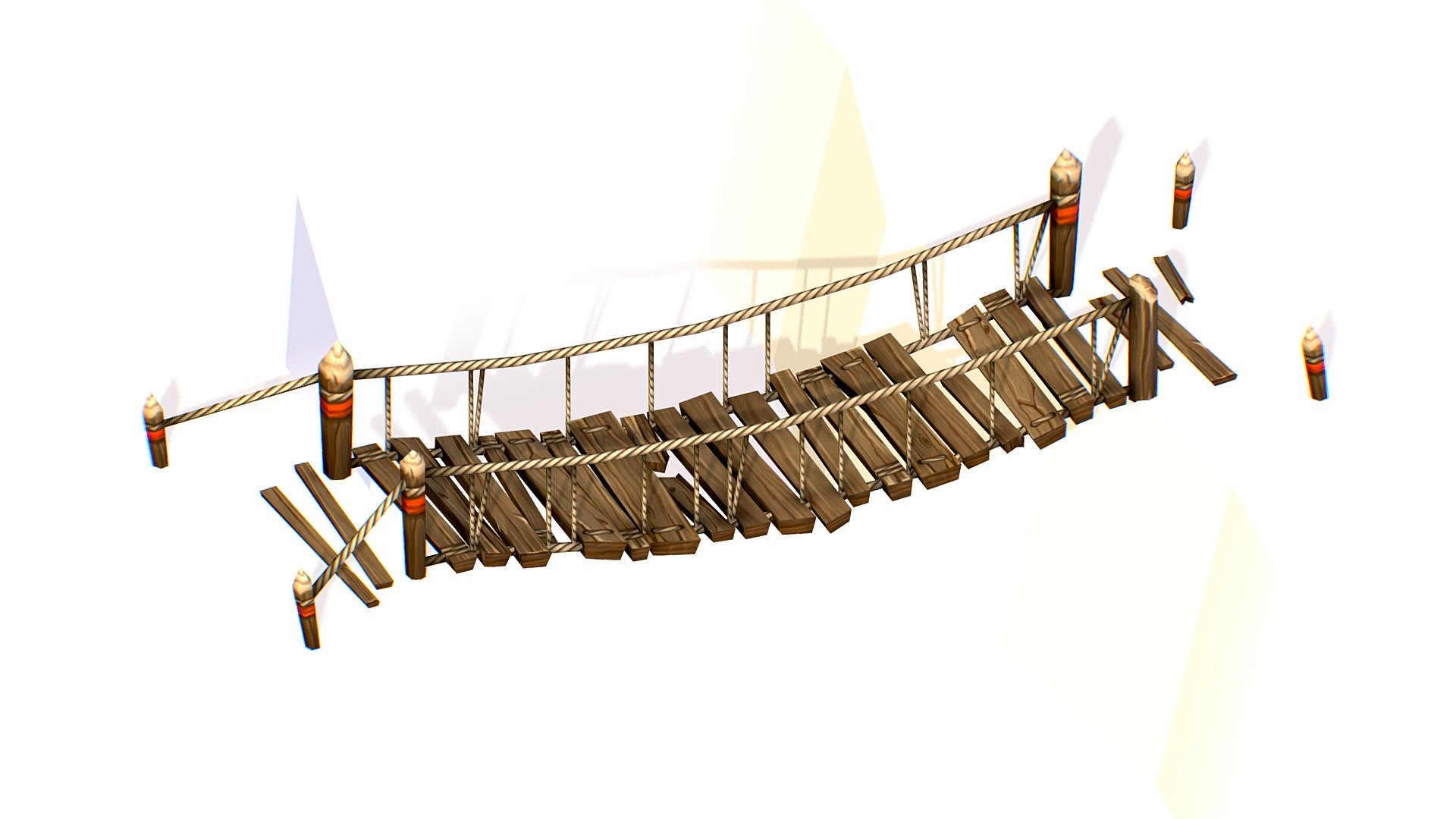 Handpaint Cartoon Wooden Suspension Bridge