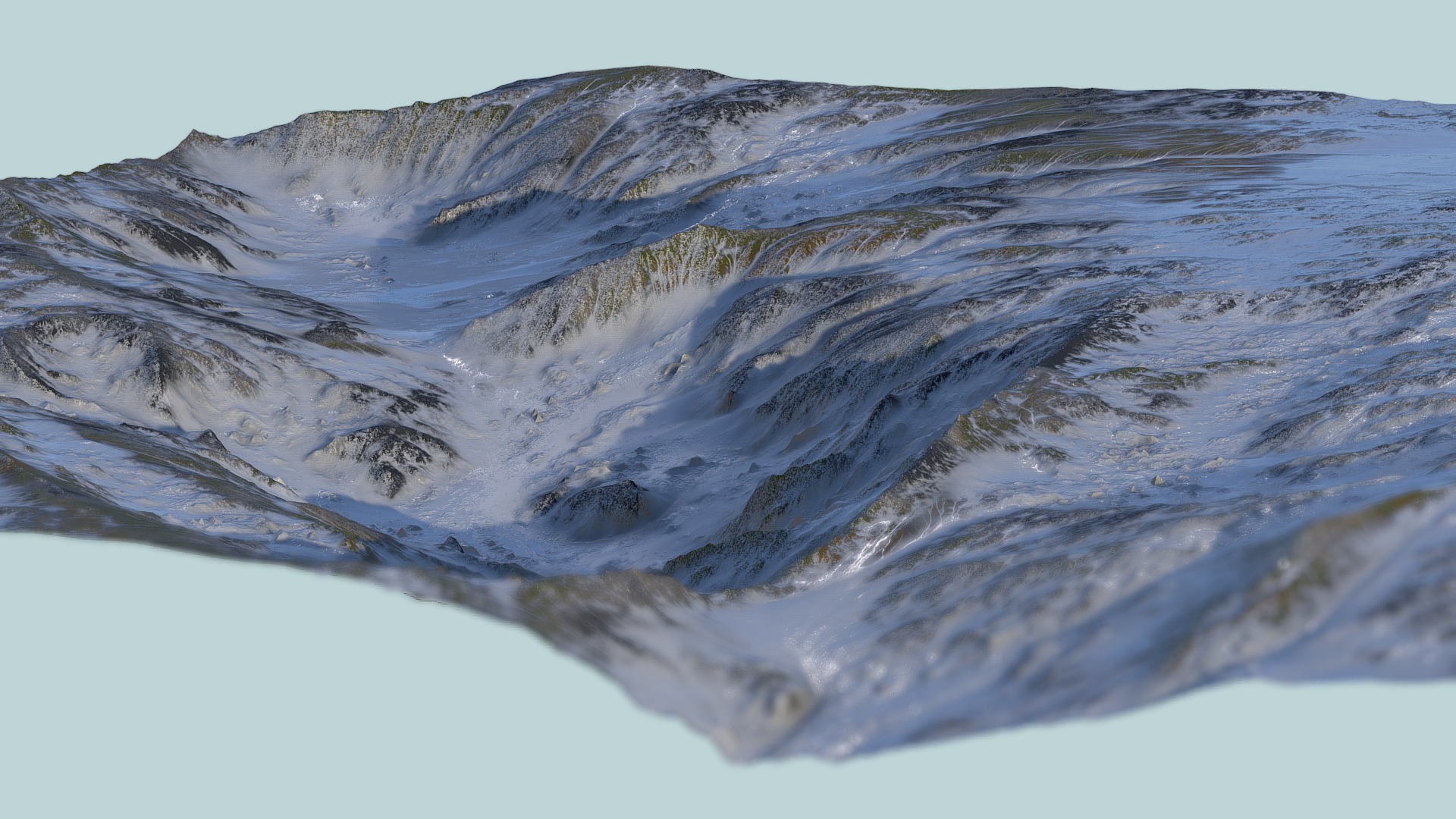 3D model Snowy Mountain - This is a 3D model of the Snowy Mountain. The 3D model is about a large rocky mountain.