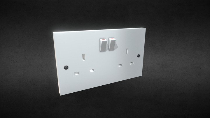 UK Plug Socket / Wall Outlet 3D Model