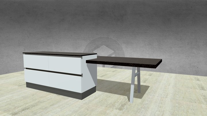 Dining Table Kitchen Integrated 3D Model