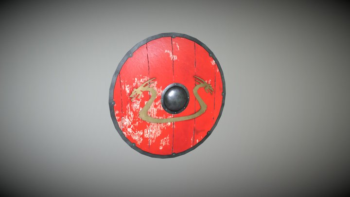 Viking Shield with dragon ornament 3D Model