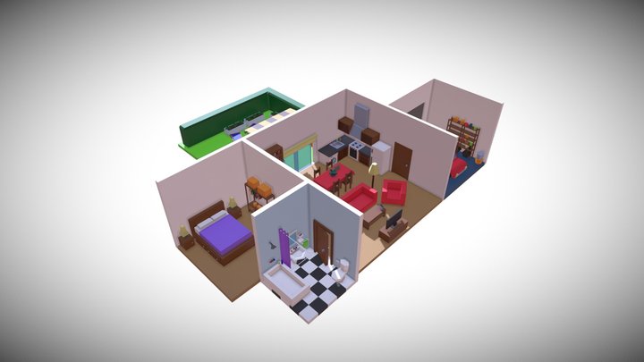 Isometric low poly house 3D Model