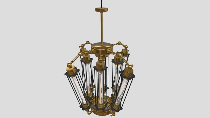 Industrial Chandelier Series - Eight Lamps 3D Model