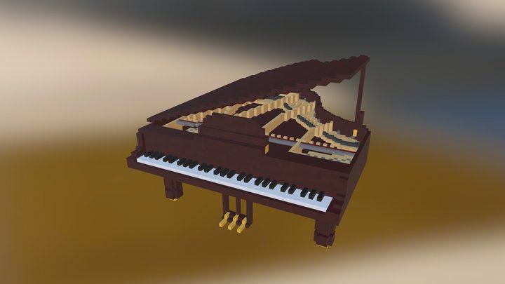 Mahogany grand piano qb 3D Model