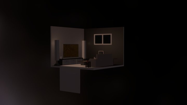 Floating Living Room | Isometric Room 3D Model