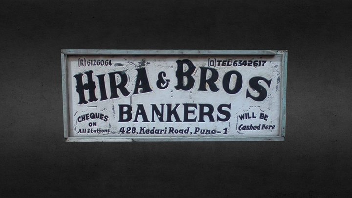 Old Indian Bank/Shop Sign Board 3D Model