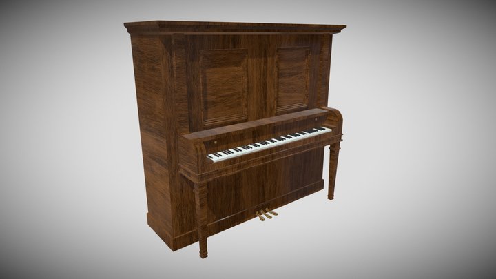 Upright Piano (Wood) 3D Model