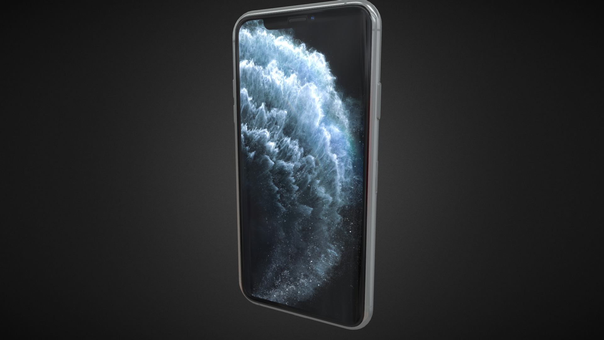 3D model iPhone 11 Pro Max Silver - This is a 3D model of the iPhone 11 Pro Max Silver. The 3D model is about a close up of a cell phone.