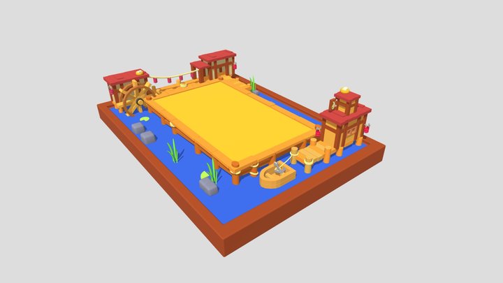 Lowpoly Fish Town 3D Model