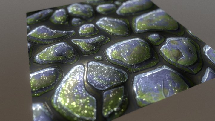 seamless tileable stone plate on a rainy day 3D Model