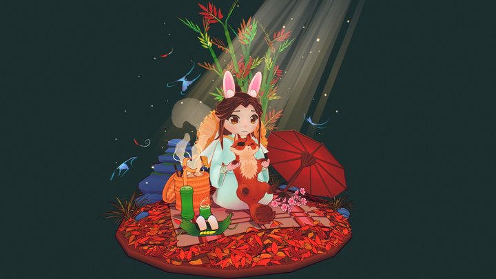HuaLian On A Bamboo Forest Picnic 3D Model