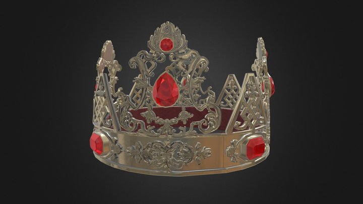 Gold Kings Crown with ruby gemstones 3D Model