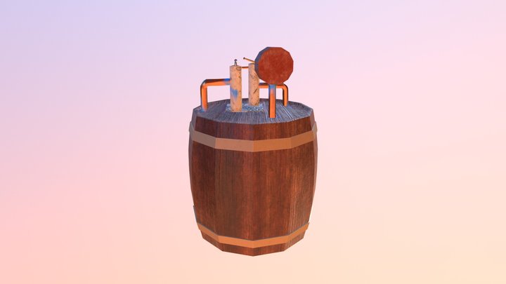 Steam Punk Barrel 3D Model