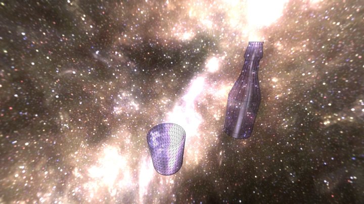 Glass and Bottle 3D Model