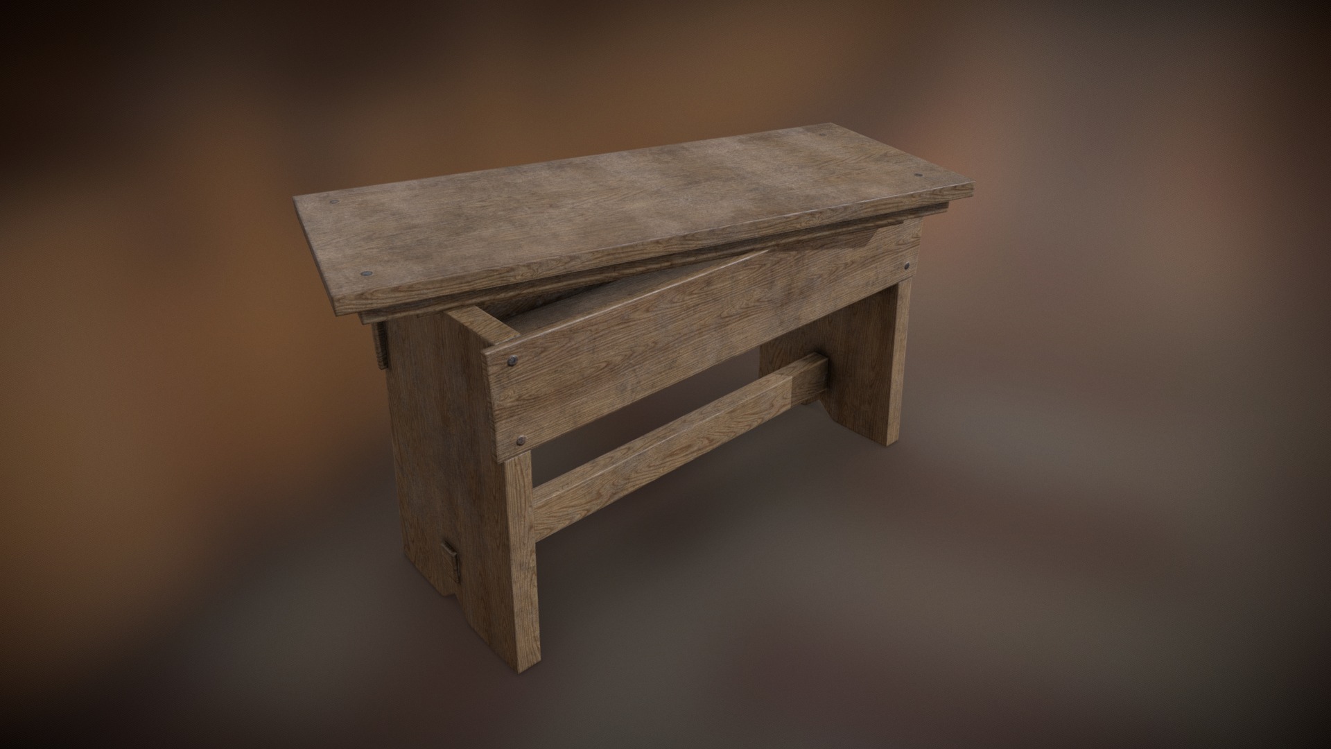 3D model Traditional Wooden Bench - This is a 3D model of the Traditional Wooden Bench. The 3D model is about a wooden box on a white background.