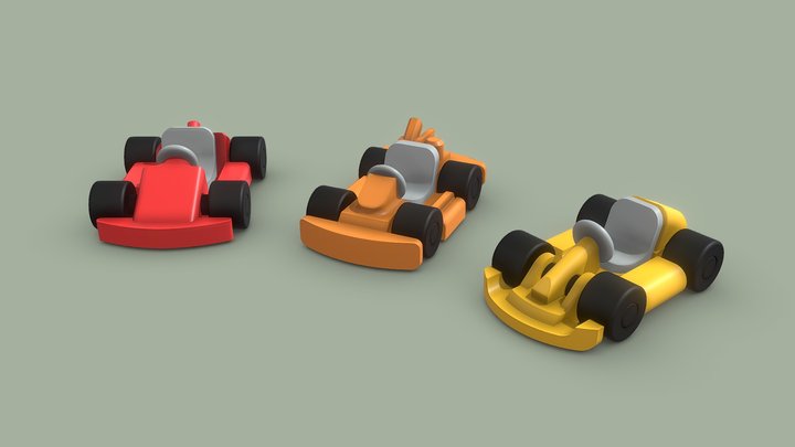 3D Printed Go-Kart Miniatures – Set of 3 3D Model
