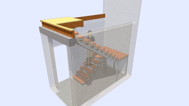 Лестница с площадкой 3D Model
