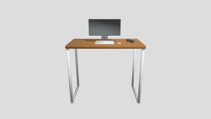 Desk with Computer 3D Model