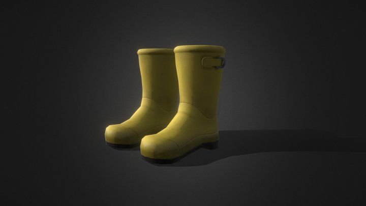 Yellow Rain Boots 3D Model