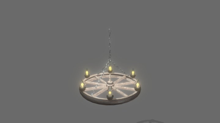 Wagon Wheel Chandelier 3D Model