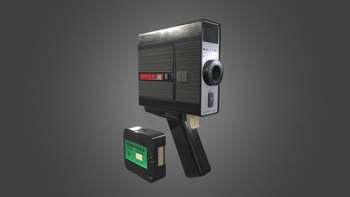 Retro USSR Camera Aurora-10 and Super 8 Cassette 3D Model