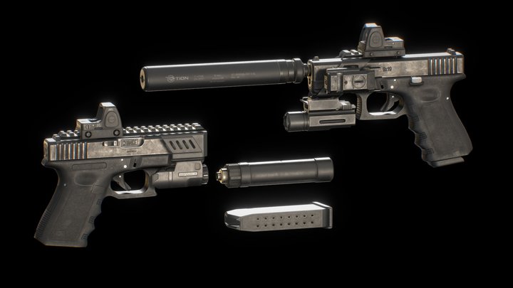 Pistol 9mm Custom 3D Model