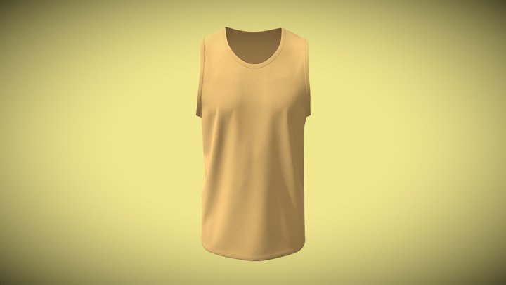 Athletic Cotton Performance Sleeveless T-Shirt 3D Model