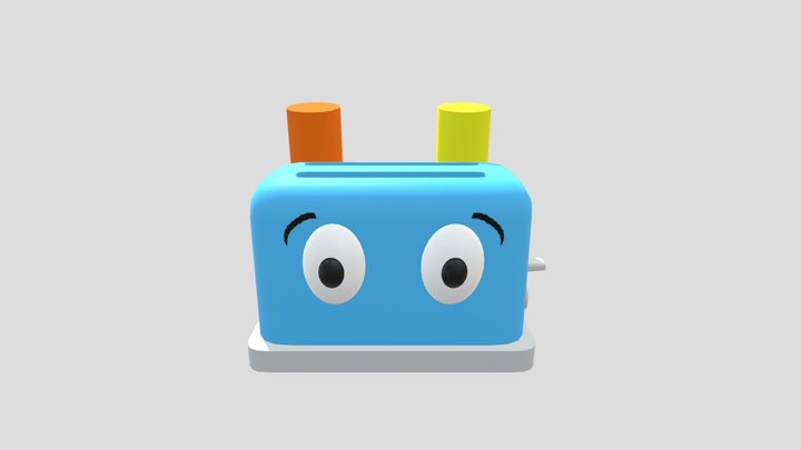 Low Poly Flying Toaster Character 3D Model