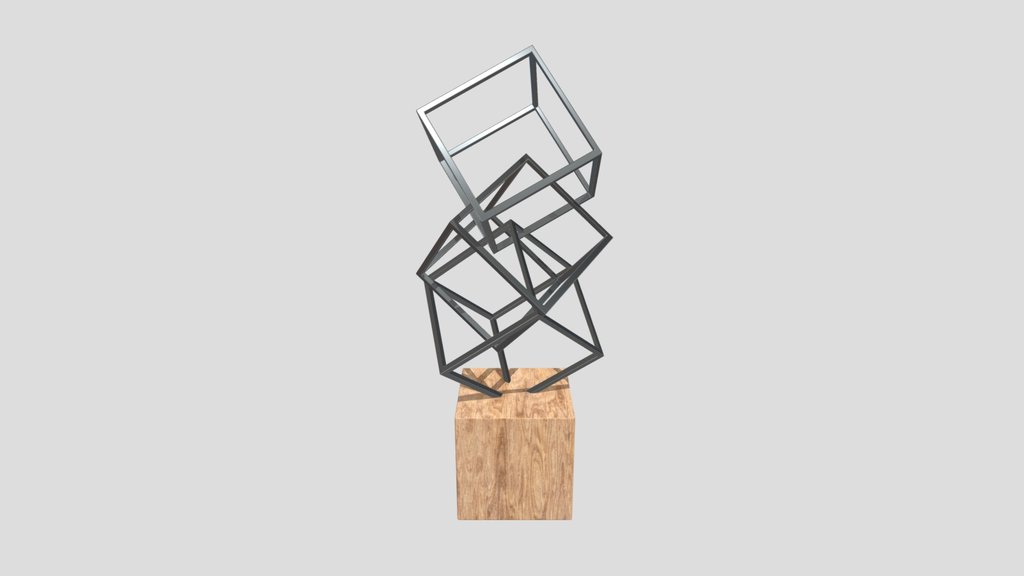Modern Decoration Sculpture With Wood And Meta