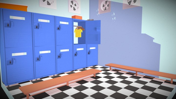 Isometric Room Design: Locker Room 3D Model