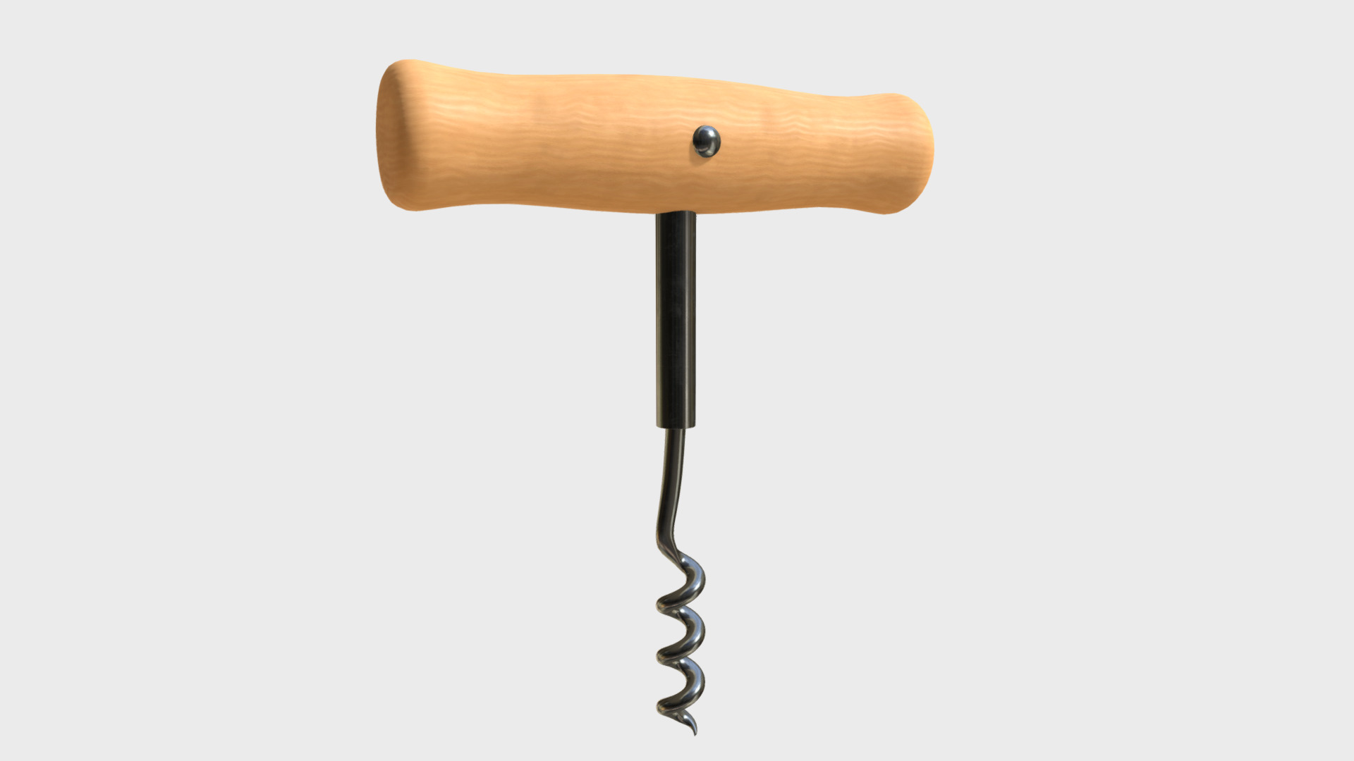 3D model Wooden corkscrew - This is a 3D model of the Wooden corkscrew. The 3D model is about a wooden hammer with a black handle.