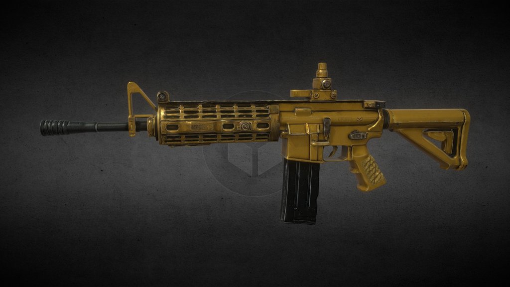 Golden+assault+rifle+3d+model