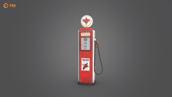 Vintage Gas Pump - PRO Version 3D Model