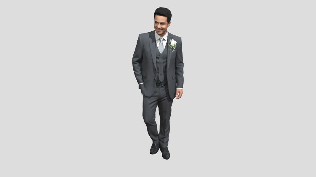 Elegant Groom in a Gray Suit