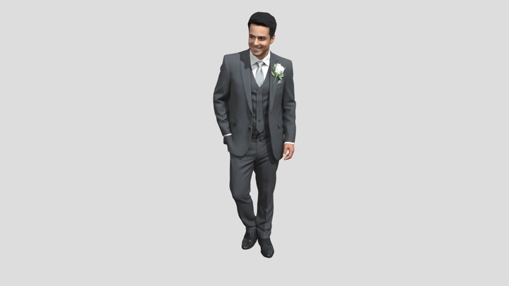 Elegant Groom in a Gray Suit – Modelo 3D gratuito STL