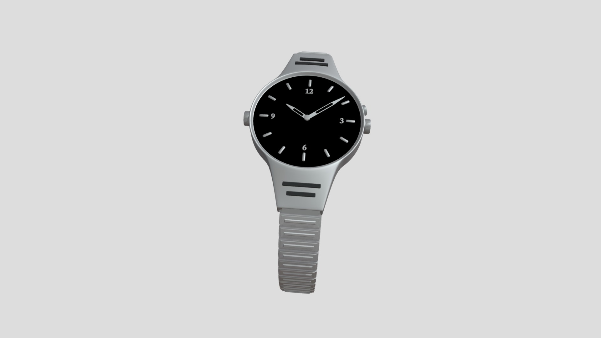 3D model Silver Watch - This is a 3D model of the Silver Watch. The 3D model is about a black and white watch.