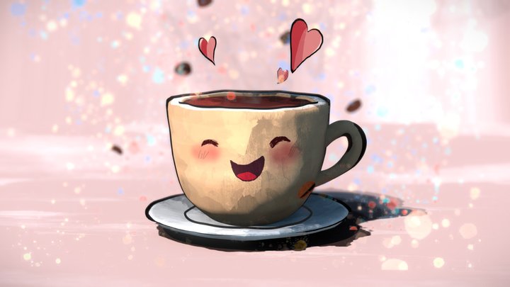 cartoon coffee cup 3D Model