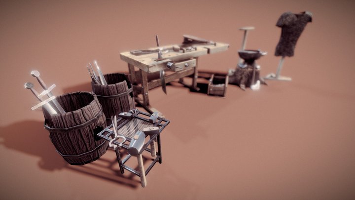 Blacksmithing tools. 3D Model