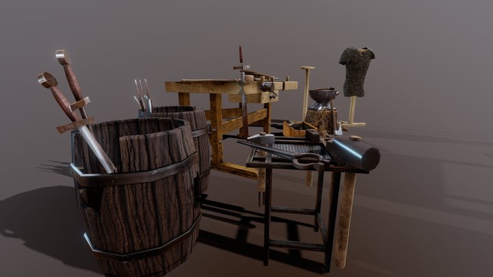 Blacksmithing tools. 3D Model