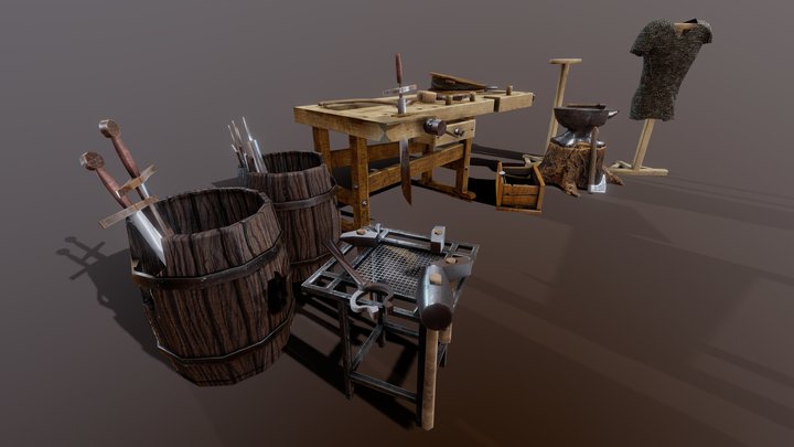 Blacksmithing tools. 3D Model