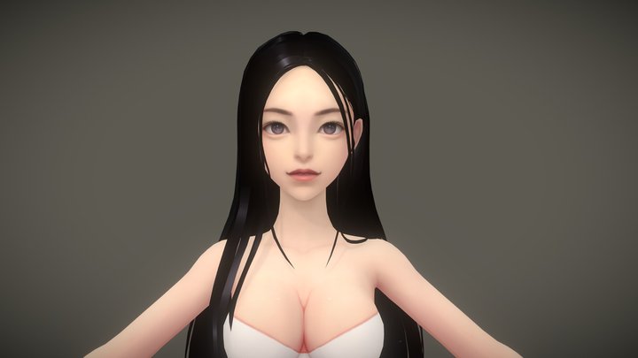 Female head&body Handpainted 3D Model