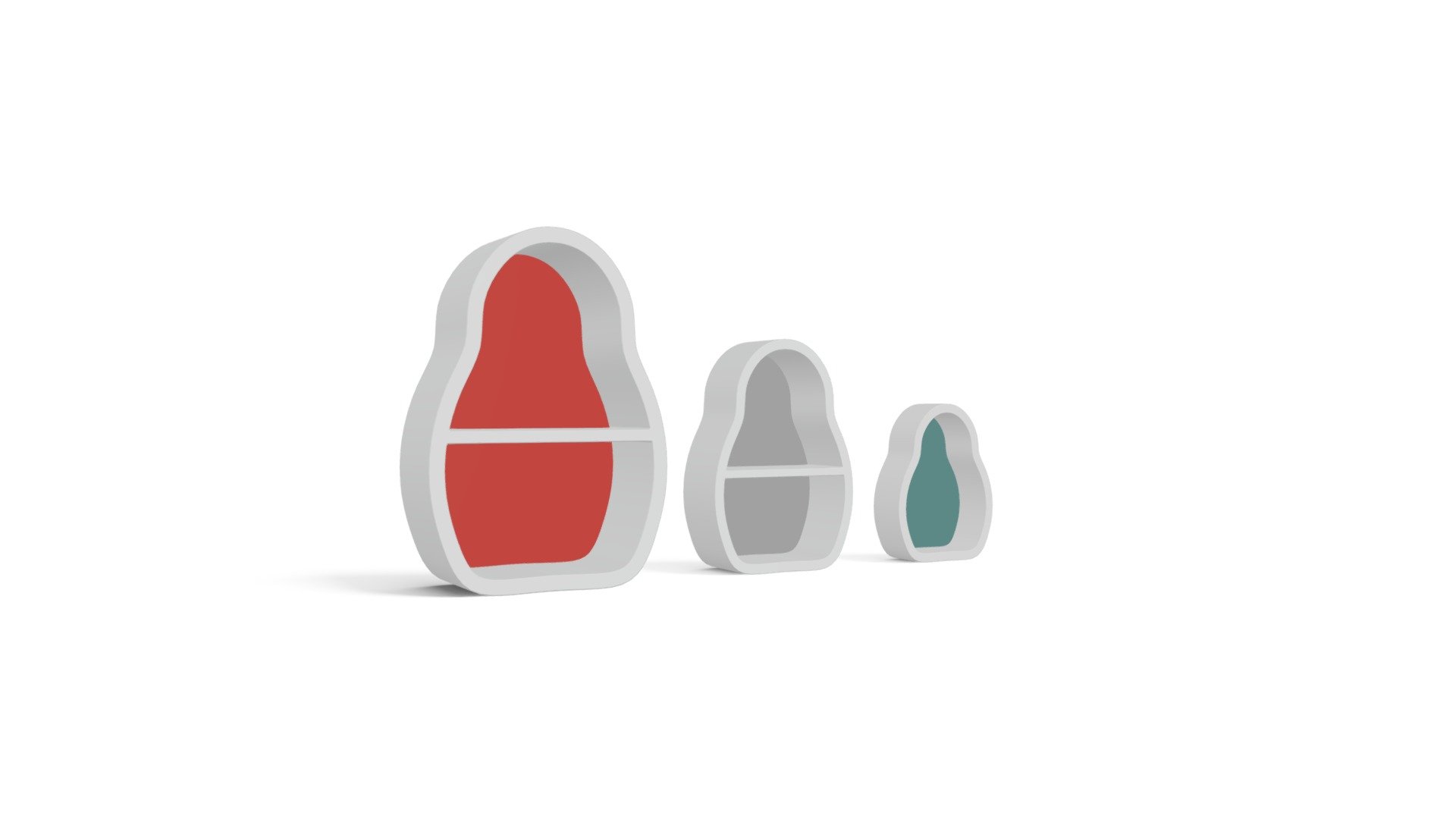Matryoshka Wall Boxes, White