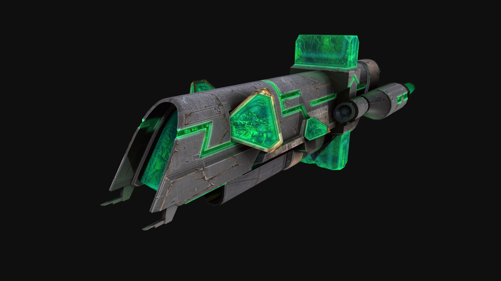 3D model Crystal Cruiser - This is a 3D model of the Crystal Cruiser. The 3D model is about a green and black toy.