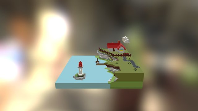 Voxel coast house 3D Model