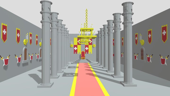 Cartoon Castle Throne Room 3D Model