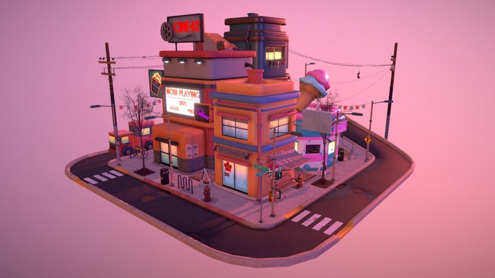 Block Town Diorama 3D Model